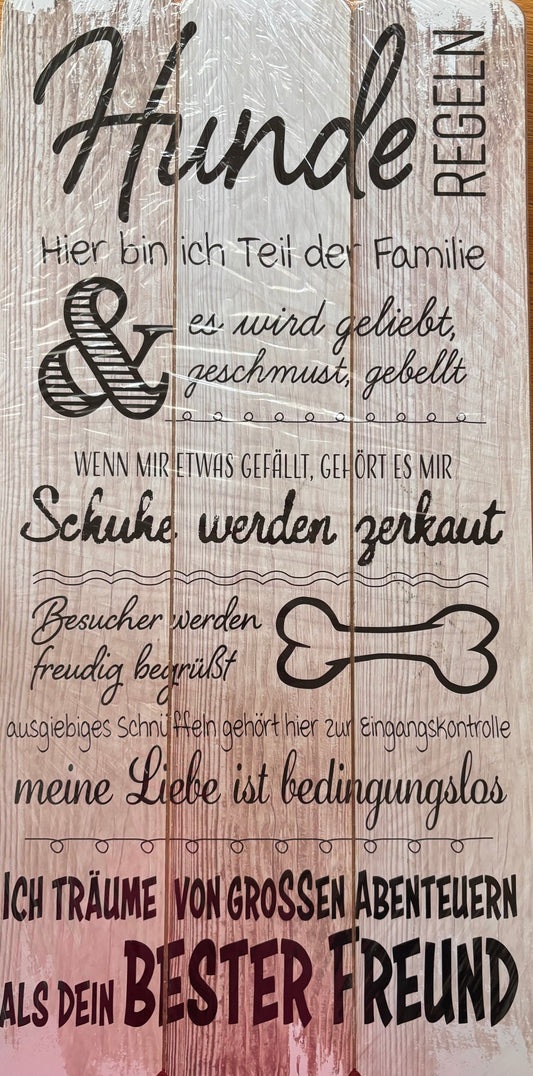 Hunde Regeln Vintage Tafel