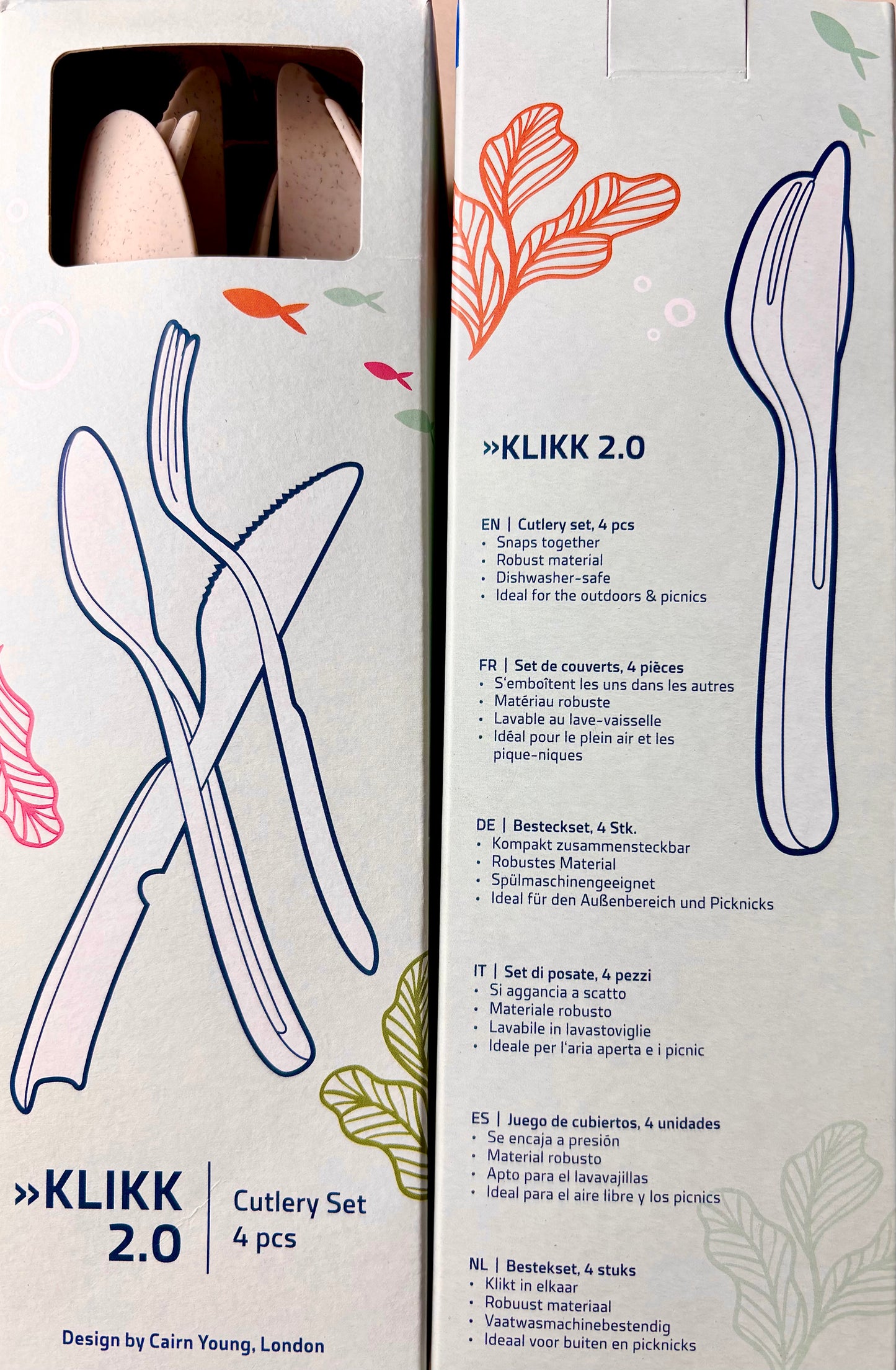 Koziol Besteck KLIKK 4er Set 3-tlg. Löffel/Gabel/Messer